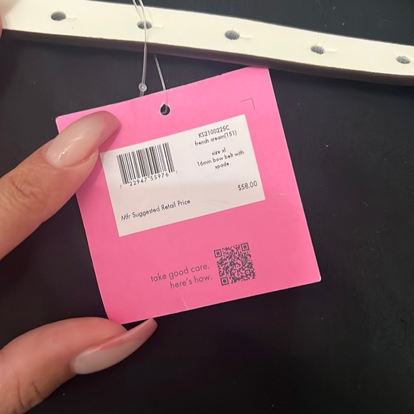 Kate Spade size extra large, off-white, thin leather bowtie belt - Picture 2 of 6